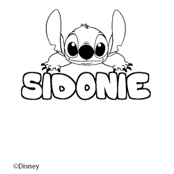 Coloriage pr&eacute;nom SIDONIE - d&eacute;cor Stitch