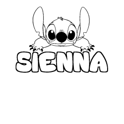 Coloriage prénom SIENNA - décor Stitch