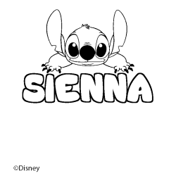 Coloriage pr&eacute;nom SIENNA - d&eacute;cor Stitch