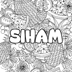 Coloriage prénom SIHAM - décor Mandala fruits