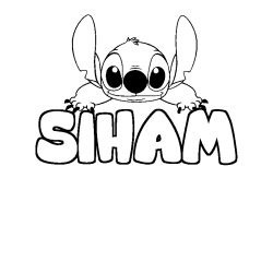 Coloriage prénom SIHAM - décor Stitch