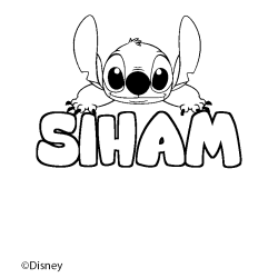 Coloriage pr&eacute;nom SIHAM - d&eacute;cor Stitch