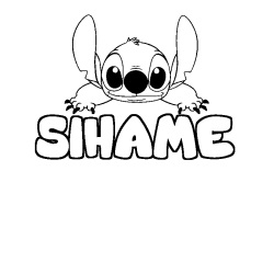Coloriage prénom SIHAME - décor Stitch