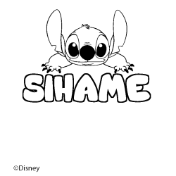 Coloriage pr&eacute;nom SIHAME - d&eacute;cor Stitch