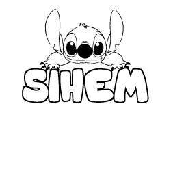 Coloriage prénom SIHEM - décor Stitch