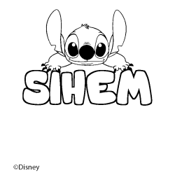 Coloriage pr&eacute;nom SIHEM - d&eacute;cor Stitch