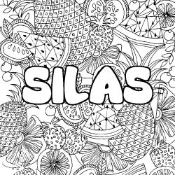 Coloriage prénom SILAS - décor Mandala fruits