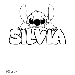 Coloriage pr&eacute;nom SILVIA - d&eacute;cor Stitch