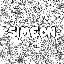 Coloriage prénom SIMEON - décor Mandala fruits
