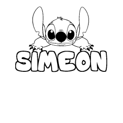 Coloriage prénom SIMEON - décor Stitch