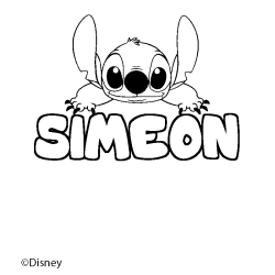 Coloriage pr&eacute;nom SIMEON - d&eacute;cor Stitch