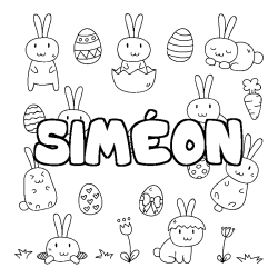 Coloriage pr&eacute;nom SIM&Eacute;ON - d&eacute;cor Paques