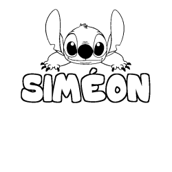 Coloriage prénom SIMÉON - décor Stitch