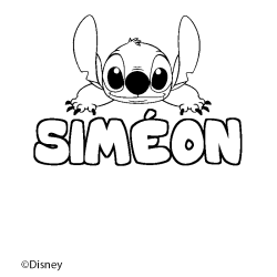 Coloriage pr&eacute;nom SIM&Eacute;ON - d&eacute;cor Stitch