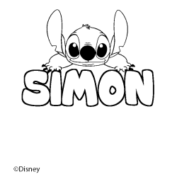 Coloriage pr&eacute;nom SIMON - d&eacute;cor Stitch
