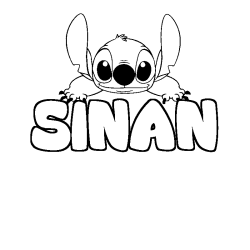 Coloriage prénom SINAN - décor Stitch