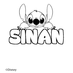 Coloriage pr&eacute;nom SINAN - d&eacute;cor Stitch