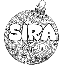 Coloriage prénom SIRA - décor Boule de Noël