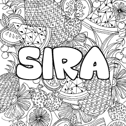 Coloriage pr&eacute;nom SIRA - d&eacute;cor Mandala fruits