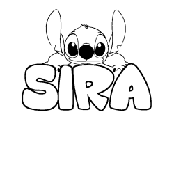 Coloriage prénom SIRA - décor Stitch