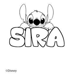 Coloriage pr&eacute;nom SIRA - d&eacute;cor Stitch
