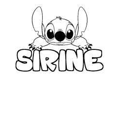 Coloriage prénom SIRINE - décor Stitch