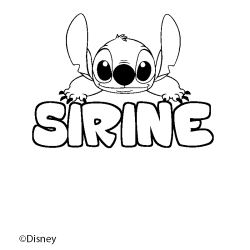 Coloriage pr&eacute;nom SIRINE - d&eacute;cor Stitch