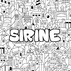 Coloriage prénom SIRINE - décor Ville