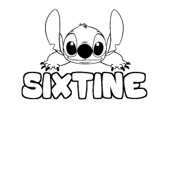 Coloriage prénom SIXTINE - décor Stitch