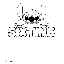 Coloriage pr&eacute;nom SIXTINE - d&eacute;cor Stitch