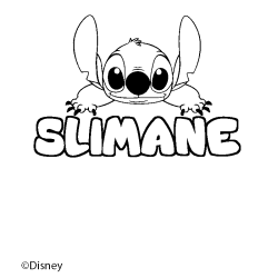 Coloriage pr&eacute;nom SLIMANE - d&eacute;cor Stitch