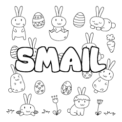 Coloriage pr&eacute;nom SMAIL - d&eacute;cor Paques