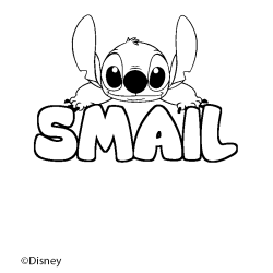 Coloriage pr&eacute;nom SMAIL - d&eacute;cor Stitch