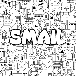 Coloriage pr&eacute;nom SMAIL - d&eacute;cor Ville