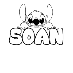 Coloriage prénom SOAN - décor Stitch