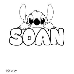 Coloriage pr&eacute;nom SOAN - d&eacute;cor Stitch