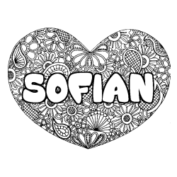 Coloriage pr&eacute;nom SOFIAN - d&eacute;cor Mandala coeur