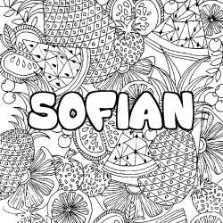 Coloriage prénom SOFIAN - décor Mandala fruits