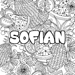 Coloriage pr&eacute;nom SOFIAN - d&eacute;cor Mandala fruits