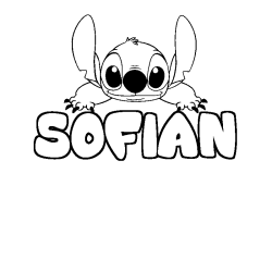 Coloriage prénom SOFIAN - décor Stitch