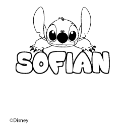 Coloriage pr&eacute;nom SOFIAN - d&eacute;cor Stitch