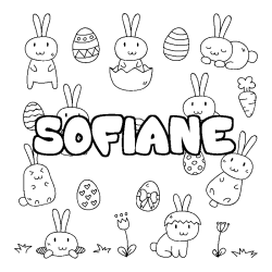 Coloriage pr&eacute;nom SOFIANE - d&eacute;cor Paques