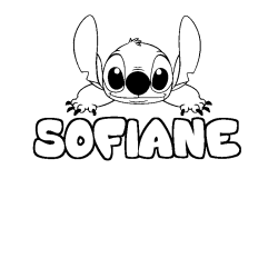 Coloriage prénom SOFIANE - décor Stitch