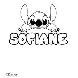 Coloriage pr&eacute;nom SOFIANE - d&eacute;cor Stitch