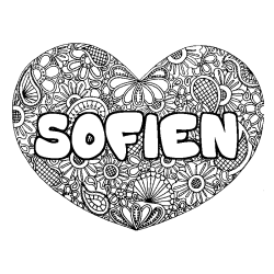 Coloriage pr&eacute;nom SOFIEN - d&eacute;cor Mandala coeur