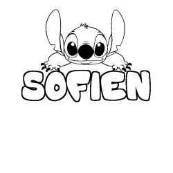 Coloriage prénom SOFIEN - décor Stitch