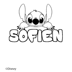 Coloriage pr&eacute;nom SOFIEN - d&eacute;cor Stitch