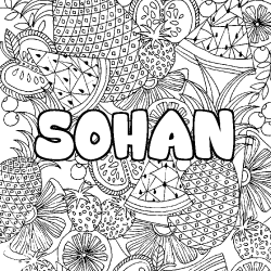 Coloriage pr&eacute;nom SOHAN - d&eacute;cor Mandala fruits
