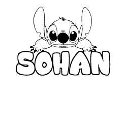 Coloriage prénom SOHAN - décor Stitch