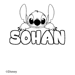 Coloriage pr&eacute;nom SOHAN - d&eacute;cor Stitch